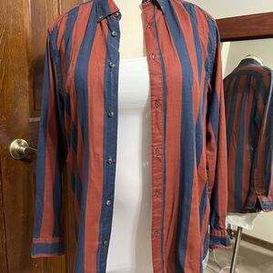 ONLY & SONS Navy and Rust Striped Top